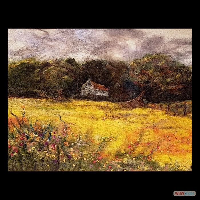 Wool Art - The Farm House  - Frame 17  in by 21 in - $175 