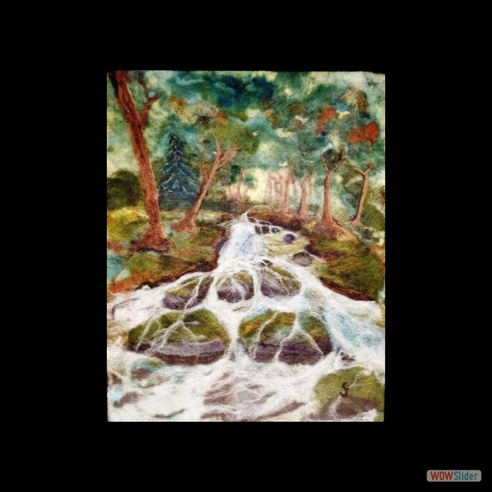Wool Art - Spring Runoff - Frame 20 in by 24 in - $225